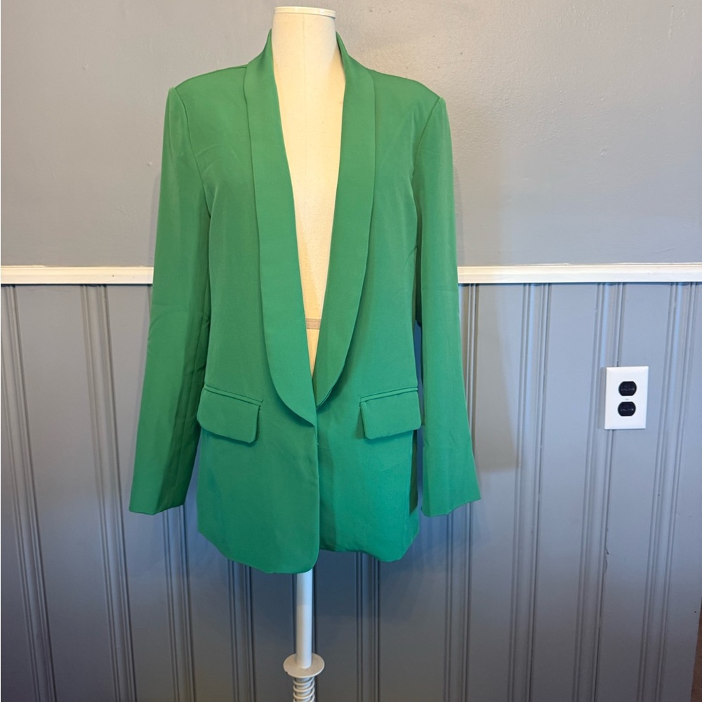 SHEIN Green Blazer Structured Suit Jacket